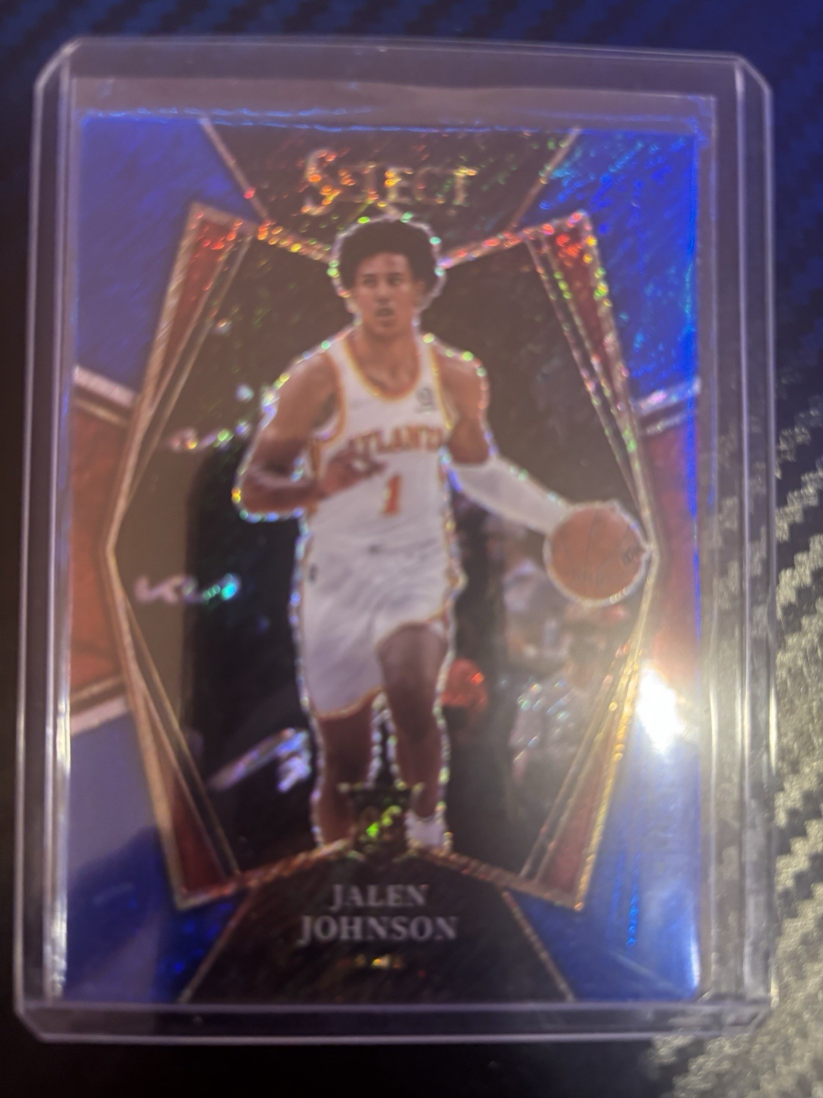 2021-22 Panini Select - Premier Level Jalen Johnson #200 Blue Shimmer Prizm (RC)