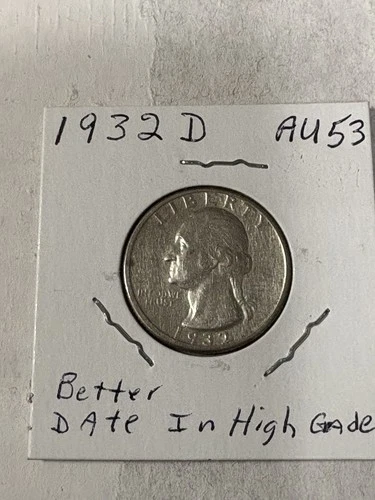 1932 D Silver Washington Quarter AU Key Date Free Shipping
