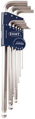 Eight Tool TLS-9N, Taper Head Hex Key 9Pcs. Set 1.5-10mm