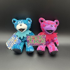 Grateful Dead Bean Bear Plush Toy Liquid Blue Lot of 2 new with tags READ