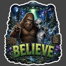 Bigfoot Sticker Vinyl Decal Believe Alien Ufo Sasquatch Forest Mystery Art