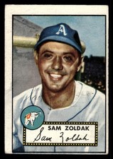 1952 TOPPS SAM ZOLDAK 231 VG POP 3 AUTOGRAPH BASEBALL PHILADELPHIA ATHLETICS