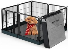 Dog Playpen with Bottom and Storage Bag, 24" H 8 Panels Puppy Pen with Square