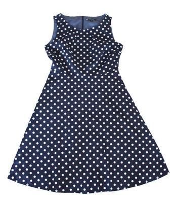 Trägerkleid, Freizeit Kleid von  Comma, Polka Dots, blau-weiß, gefüttert, Gr 36