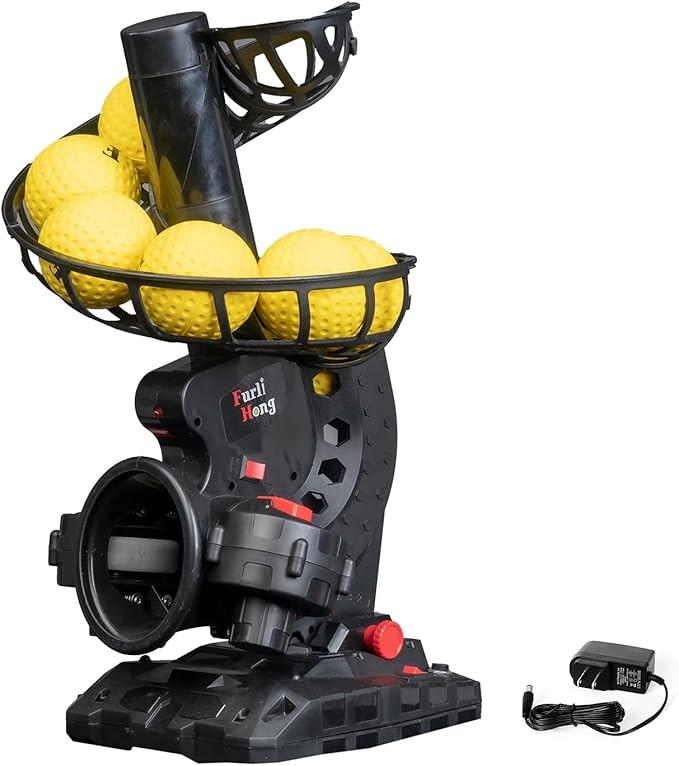 Upgraded Electronic Baseball Pitching Machine, Adjustable Angles & Speed, AC Ada