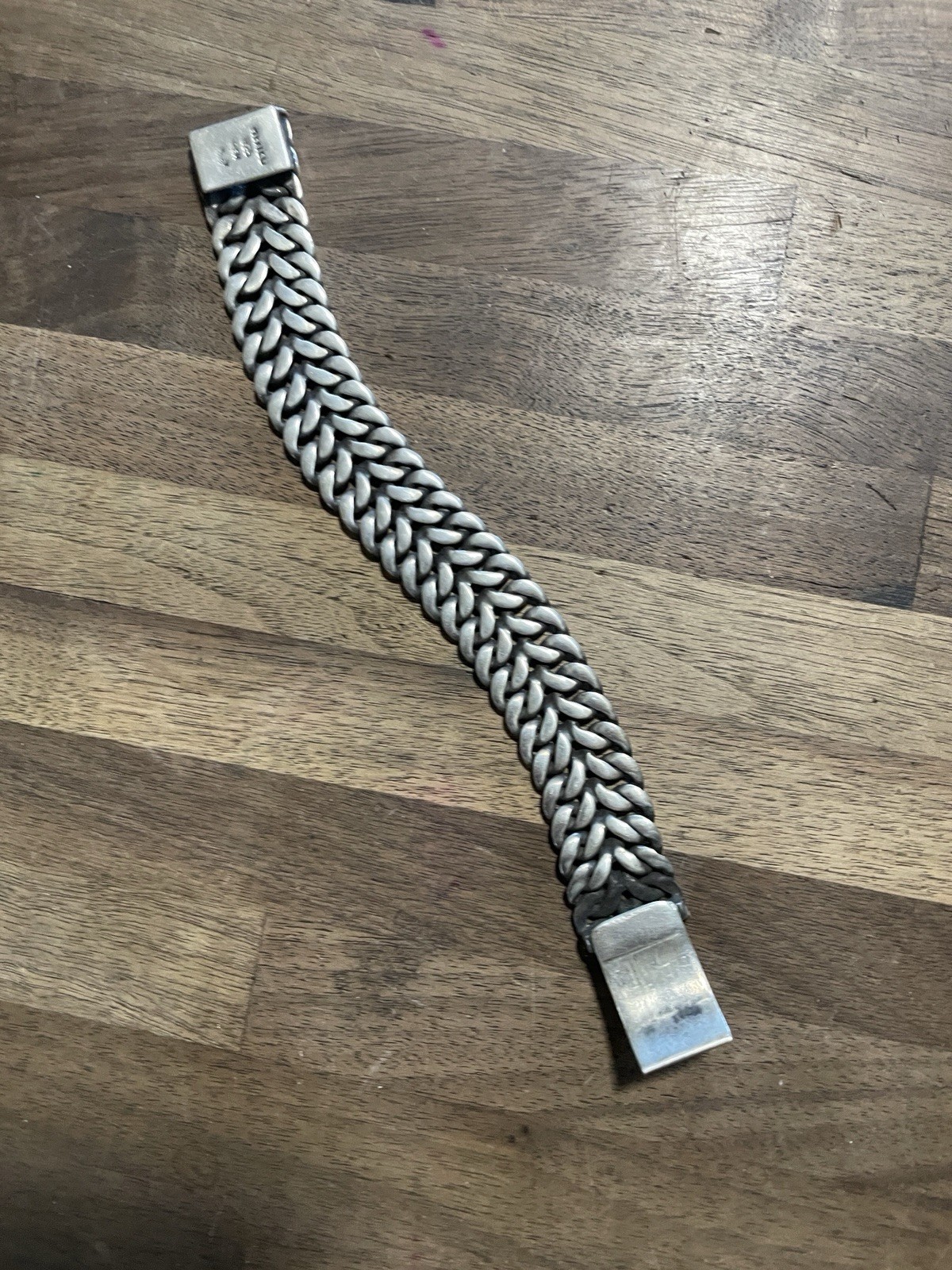 Heavy Solid Sterling Silver Double Cuban Link Bra… - image 2