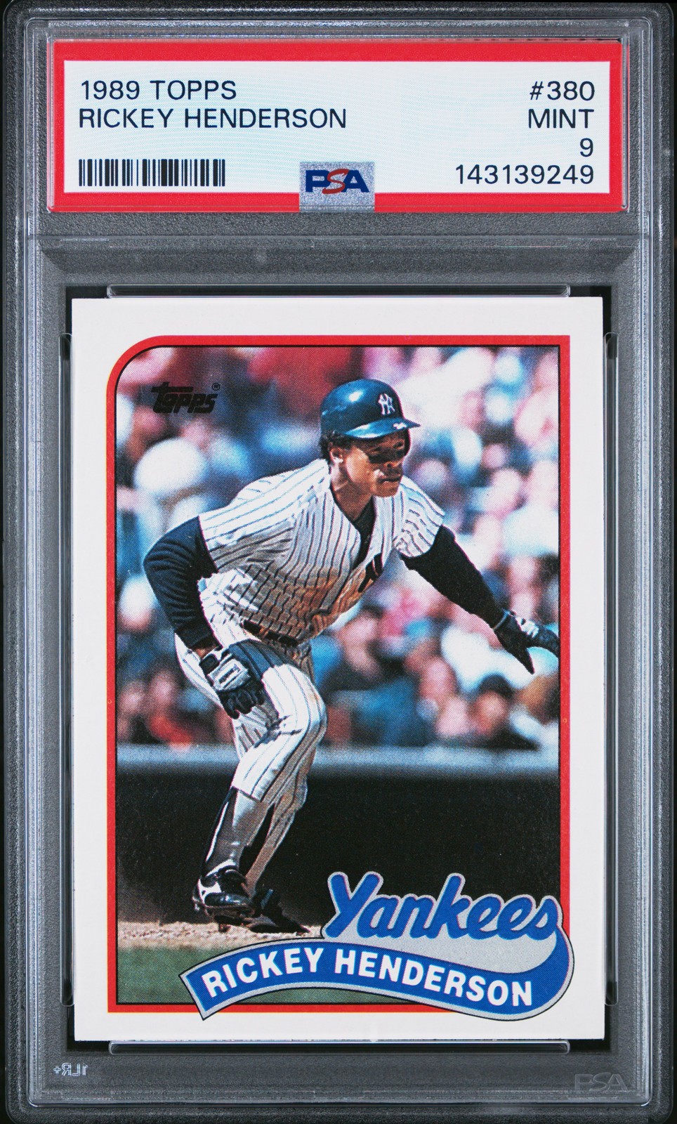 1989 TOPPS #380 RICKEY HENDERSON PSA 9