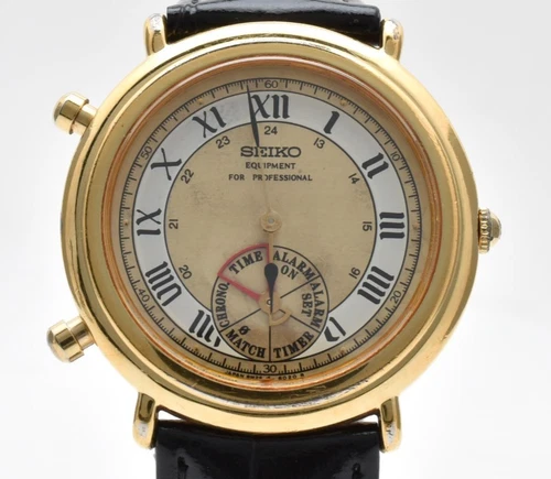 Vintage [Exc+5] SEIKO Equipment 8M25-6010 Quartz Chronograph Mens Watch JAPAN