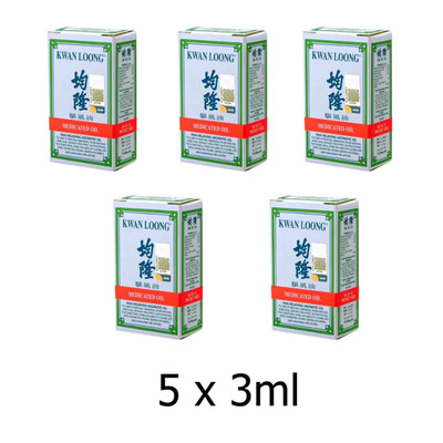 5x Kwan Loong Medicated Oil 3ml Menthol & Eucalyptus Relief