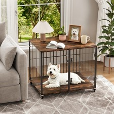 Heavy Duty Dog Crate Anti-Chew Glass Dog Kennel Indoor Dog Cage Side End Table