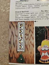 Artcraft Concepts No. 883 Peace Christmas Bell Pull Crewel Kit NOS