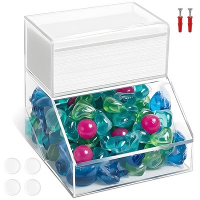 2-Compartment Acrylic Storage Container, Laundry Pods and Dryer Sheet Dispens...