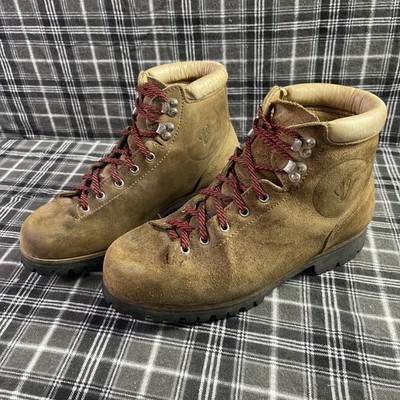 Vintage Vasque (7506) Brown Suede Leather Hiking Boots Made In Italy - Size 9.5