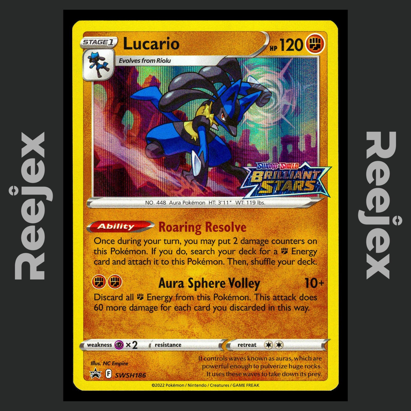 Lucario - SWSH186 - Stamped Black Star Promo - Brilliant Stars - Pokemon - NM/M