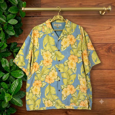 Tommy Bahama Shirt Mens XL 100 Silk Hawaiian Tropical Floral Short Sleeve Camp