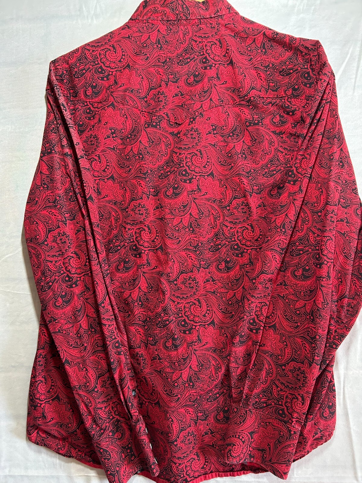 Rodao Background Rodeo Clothing CO Men L Red Black Paisley Dark Pearl Snap Western Shirt ...