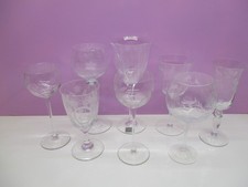 Vintage Set Of 8 Mismatched Etched  Champagne...