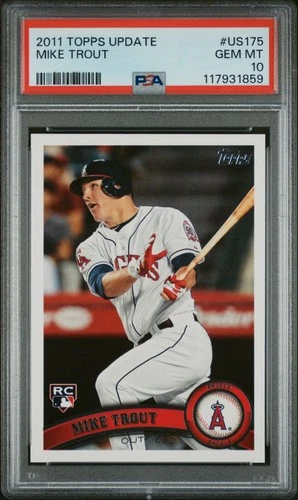 PSA 10 Mike Trout 2011 Topps Update Baseball Rookie Card RC # US175
