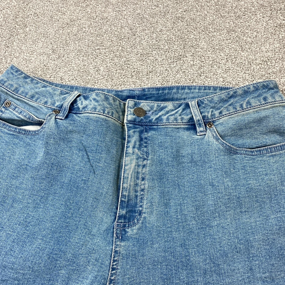 Pantalones de mezclilla rectos para mujer Appleseed's talla pequeña 14 azul tiro alto lavado medio Foto 2 de 4