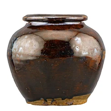Chinese Stoneware Brown Glazed Pottery Storage Jar Qing 20th Century