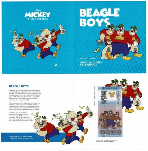 BANCONOTA 500 DOLLARI DISNEY UFFICIALE DISNEY RITRATTO BEAGLE BOYS 2025 FDS - Foto 3 di 6
