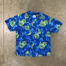 Vintage Sears Everglaze 1950s Hawaiian Print Loop Collar Shirt Size Large Rare