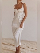 House of CB Illiana Silk Dress in Ivory
