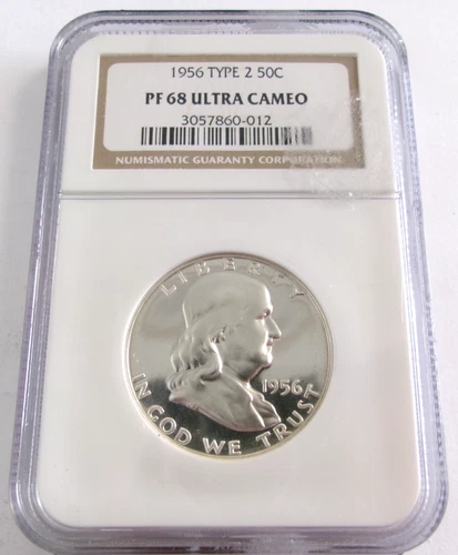 1956 Franklin Silver Half Dollar Type 2 Proof NGC PF 68 Ultra Cameo