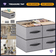Set of 4 Gray Storage Baskets with Handles, 16.1x9.8x6.5in, Organizing Boxes