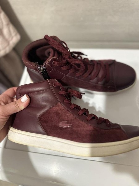 Women Lacoste Boots Burgundy Textile 39