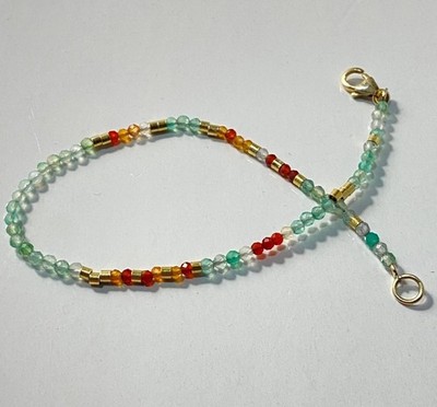 Vintage YS Indien 925 Sterling Gold Waschverschluss Multi Edelstein Rocailles Armband