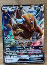  CARTE POKEMON RARE NEUVE TAUROS GX 180 PV 100/149 PA V NI EX SOLEIL ET LUNE 