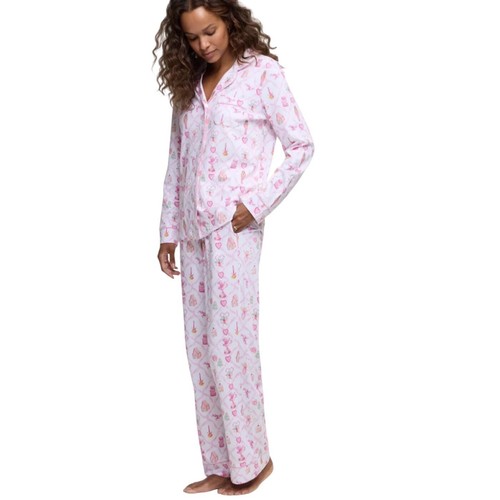 LoveShackFancy x Roller Rabbit SM Nutcracker Pima Pajama Set Sugarplum Lattice