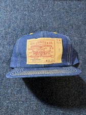 Vintage Levi  s Blue Denim 501 Patch Trucker Hat SnapBack Cap VNDS VTG