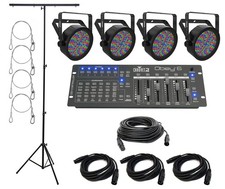 Harmony Audio HA-TBARSTAND T-Bar Stand Bundle 6 LED Wash Lights DMX Controller