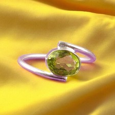 August Birthstone Natural Peridot Gemstone 925 Sterling Silver Ring All Size DN