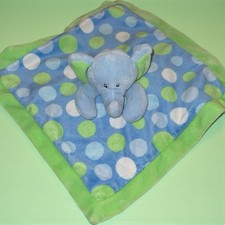 First Impressions Elephant Security Blanket Lovey Green Blue Polka Dot 12"-
