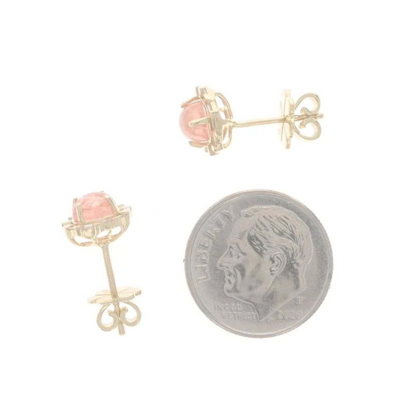 黄金红宝石钻石光环耳钉 - 14k 方形驾驶室 0.20 克拉 — 第 3/4 张图片