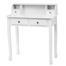 Costway Writing Desk Mission White Home Office Computer Desk 4 Drawer White