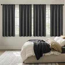 Blackout Curtains 4 Panels Sets Dark Grey 63 Inch Length, Top and Bottom Rod