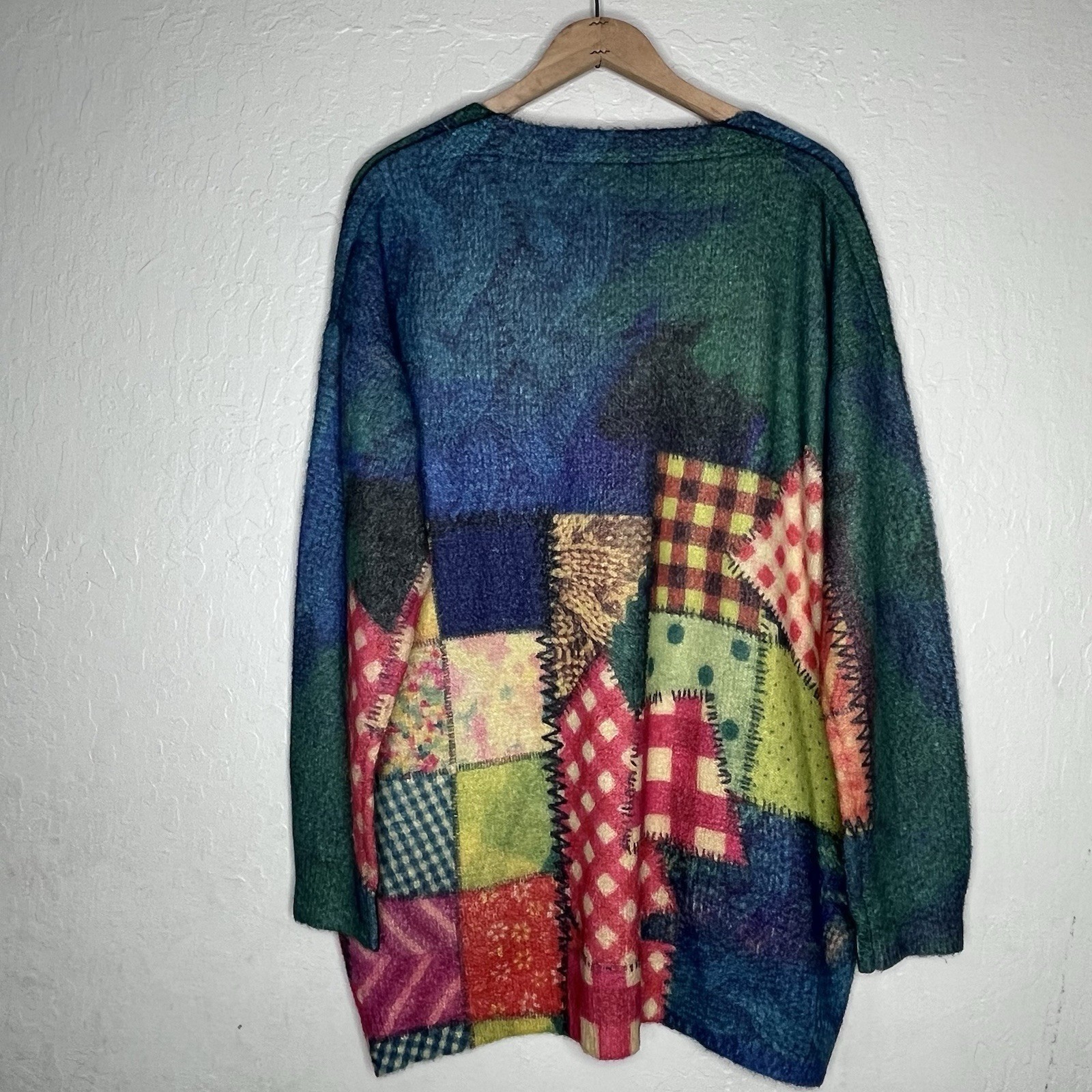 YESNO Patchwork Quilt  Oversized Wool Blend Cardi… - image 5