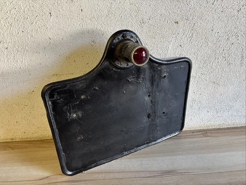 VINTAGE  PRE WAR NUMBER PLATE WITH LUCAS LAMP
