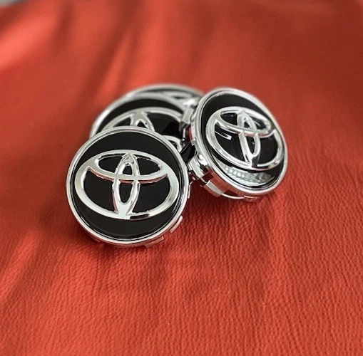 4x Tapas centrales de rueda Toyota 62 mm negro/cromo para Camry Corolla Highlander Foto 3 de 4