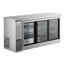 73" Stainless Steel Counter Height Narrow Sliding Glass Door Back Bar Refrigerat