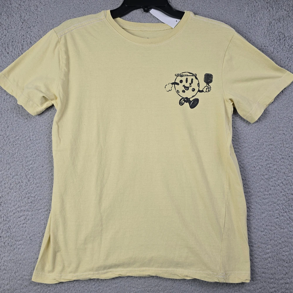Pickleball League Shirt Mens Small Beige Main Street Casual Emoji NWT