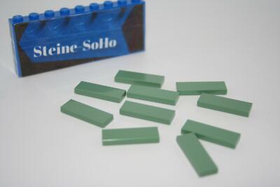 Lego (c) 10x 1x3 Fliese - 63864 - sandgrün - tile - sand green - Fliesen