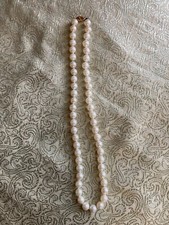 Akoya cultured pearl necklace, 18", 7.5 to 8mm, high luster, 14KY clasp
