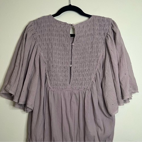 Free People Body Lavendel gesmokt bestickt Gr. L Boho Flatterärmel - Bild 13 von 15