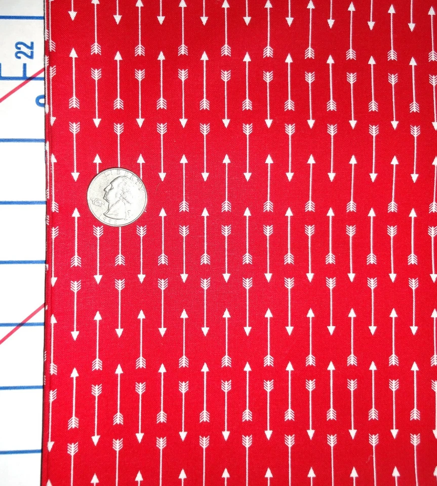 Red White Arrows Valentines Day Cotton Quilter's Showcase Fabric 34" inches - Image 2 of 4