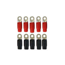 Absolute 0 Gauge Ring Terminal 10 Pack 5/16" 1/0 AWG Wire Crimp Cable Red/Black
